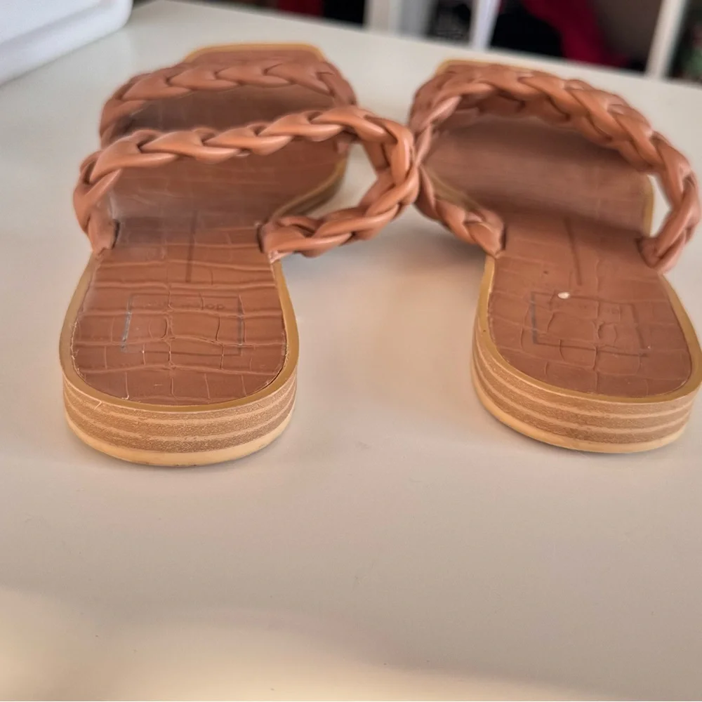 DOLCE VITA Indy Caramel Stella Slip-on Braided Square Toe Sandals Brown Shoes
